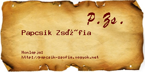 Papcsik Zsófia névjegykártya